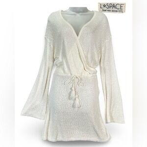 NWT‎ L*Space X REVOLVE Topanga Dress Cream Long Sleeve Women's Large Beach Cover